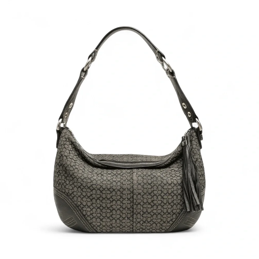 Vintage‎ Y2K Coach Black and Gray Patterned Shoulder Bag